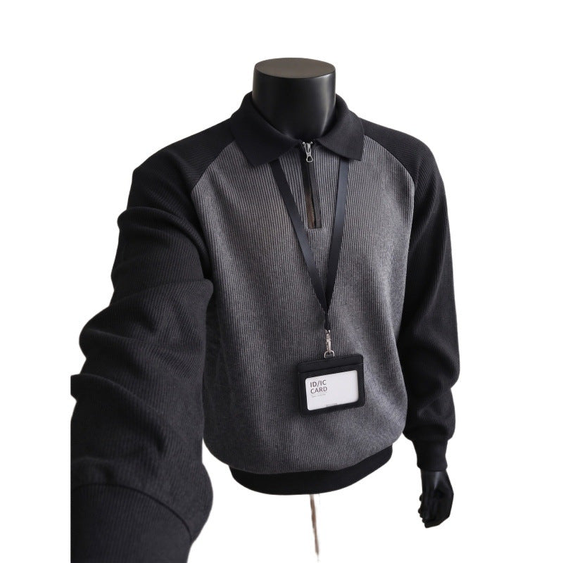 Herren Modischer Pullover mit Stehkragen und Reißverschluss Drune