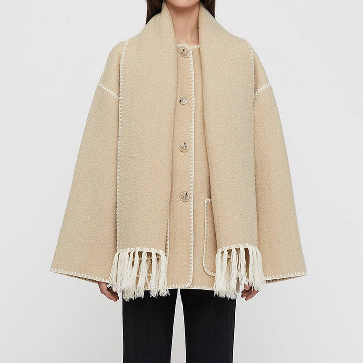 Damen Elegante und komfortable Wolle-Mantel Drune