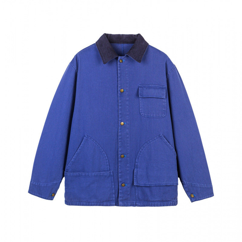 Herren Robuste Chorejacke im Workwear-Stil mit Cordkragen und großen aufgesetzten Taschen Drune