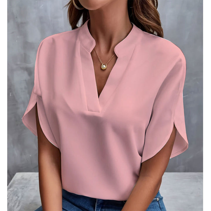 Damen modisches Blusenshirt mit elegantem V-Ausschnitt und luftigen Ärmeln Drune