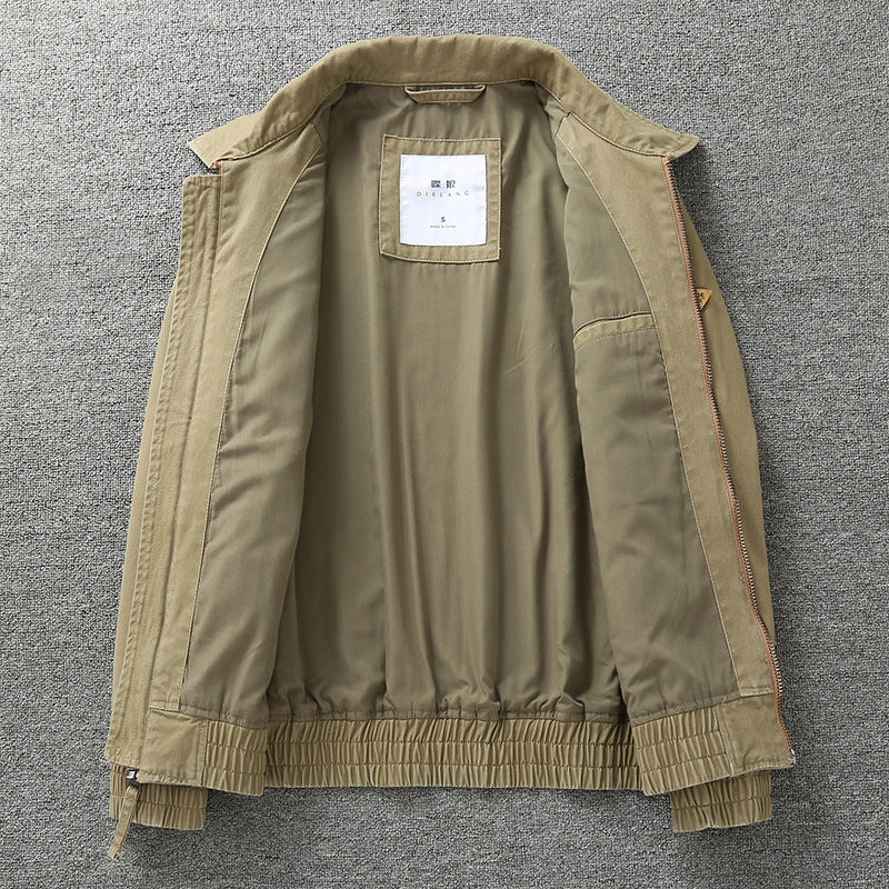 Herren legere Canvas-Fieldjacke mit Reißverschluss und elastischem Saum Drune