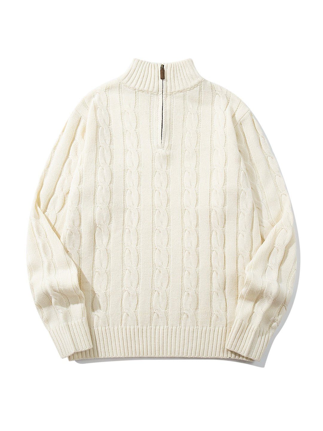 Unisex Zopfmuster-Halbzip-Pullover mit hohem Rippkragen und Oversize-Schnitt Drune