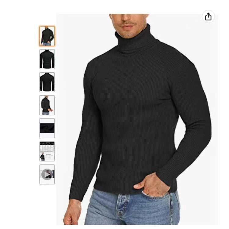 Herren Stehkragen Pullover aus ribbeltem Strick Drune