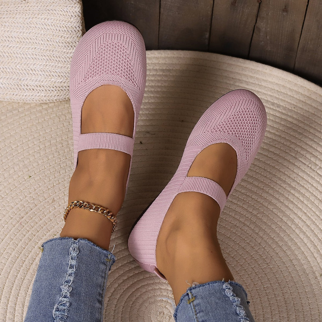 Damen Komfortable Ballerinas mit elastischem Riemendesign und atmungsaktivem Obermaterial Drune