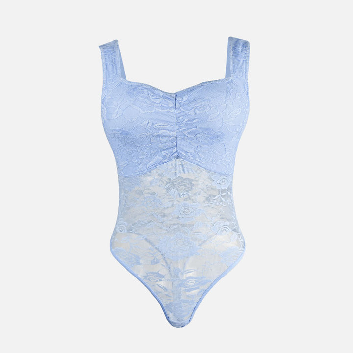 Damen Spitzen-Bodysuit mit floralem Design und konturierendem Schnitt Drune