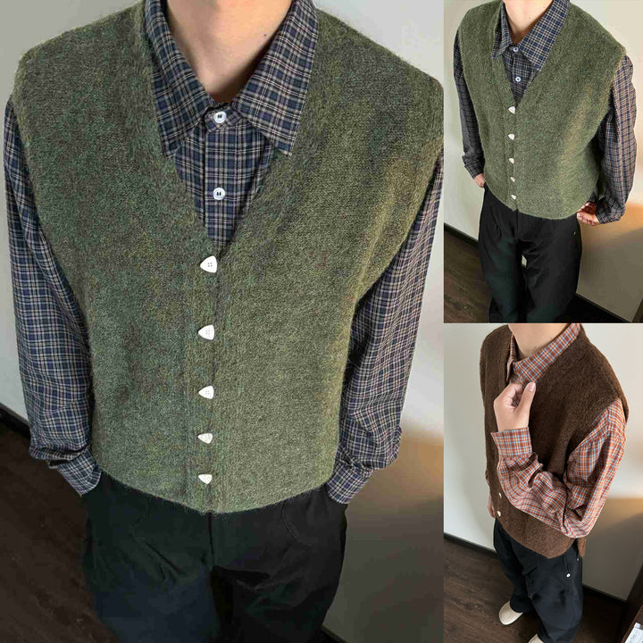 Herren Modische Strick-Weste mit V-Ausschnitt Drune
