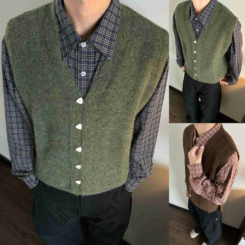 Herren Modische Strick-Weste mit V-Ausschnitt Drune