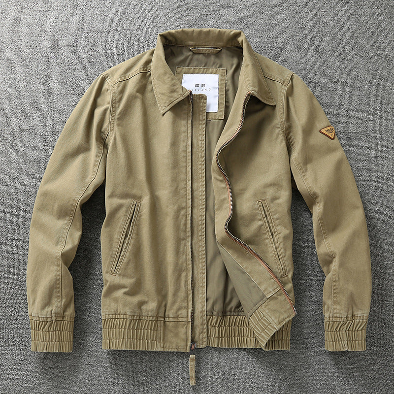 Herren legere Canvas-Fieldjacke mit Reißverschluss und elastischem Saum Drune