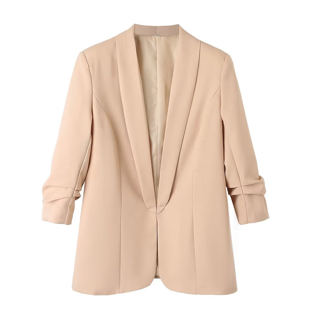 Damen nan langer unstrukturierter Blazer mit Schalkragen und krempelbaren Ärmeln Drune