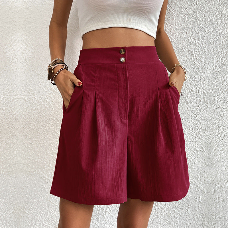 Damen modische weite Shorts mit Bundfalten Drune