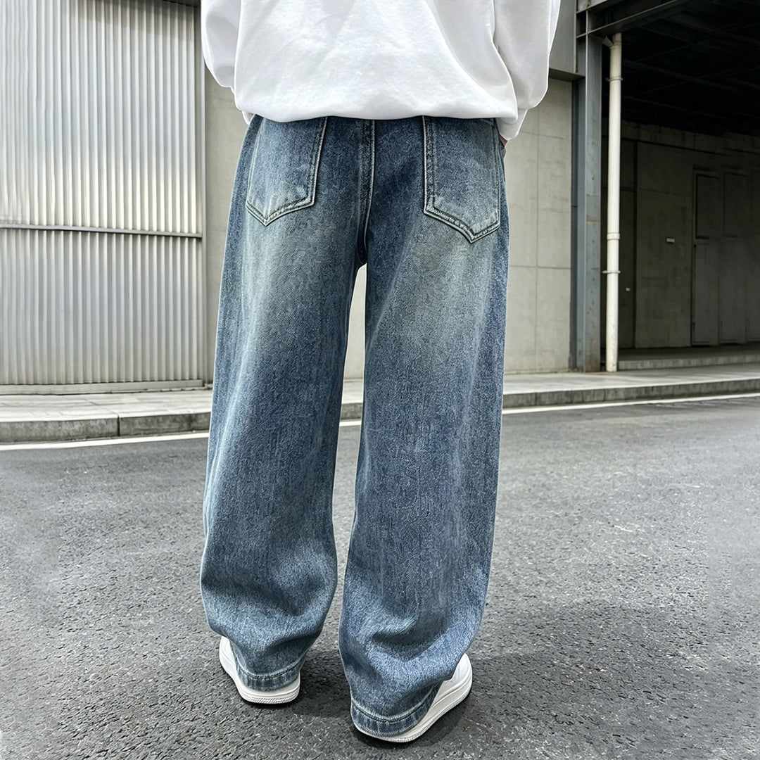 Damen weite Jeanshose mit elastischem Bund und modischem Schnitt Drune