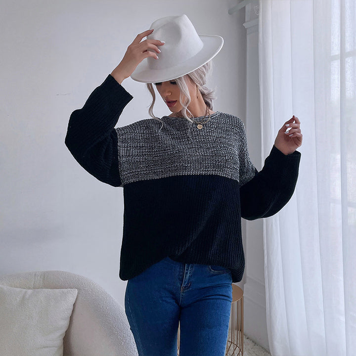 Damen Lässiger Strickpullover mit asymmetrischem Design Drune