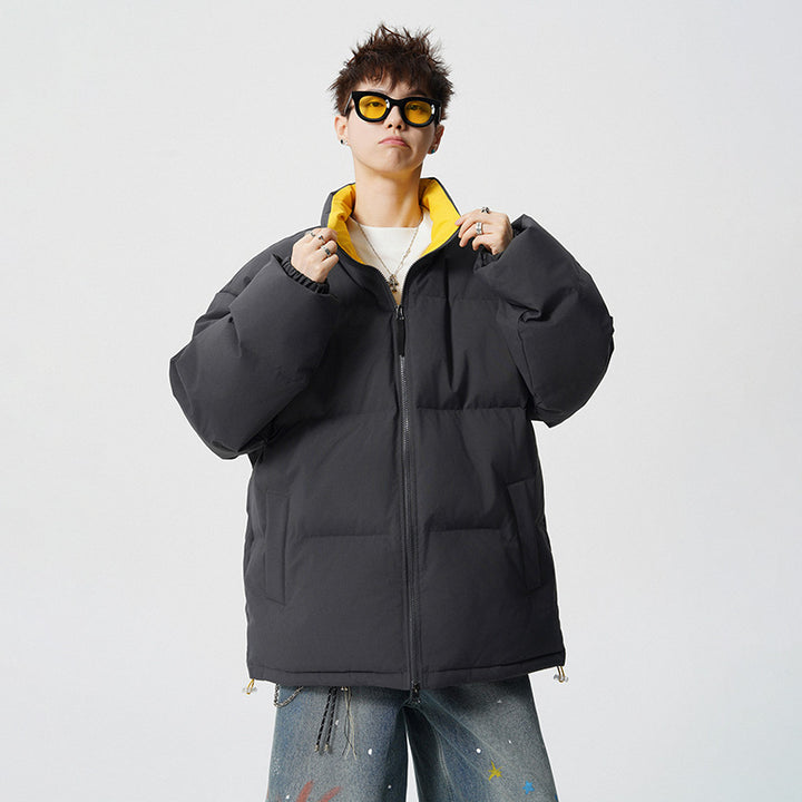 Herren Kurz geschnittene Oversize Steppjacke mit hohem Kragen Drune