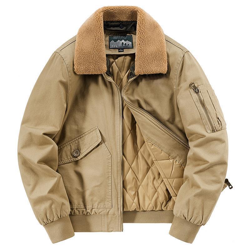 Herren Canvas-Bomberjacke mit gesteppter Thermofütterung und Teddykragen Drune