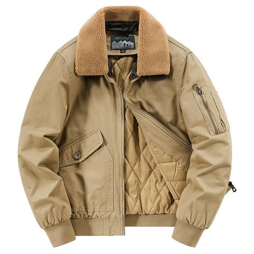 Herren Canvas-Bomberjacke mit gesteppter Thermofütterung und Teddykragen Drune