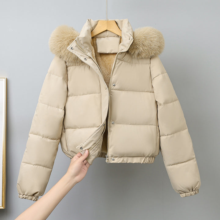 Damen nan kurz geschnittener Thermo-Blouson mit voluminöser Kapuzenblende und elastischem Saum Drune