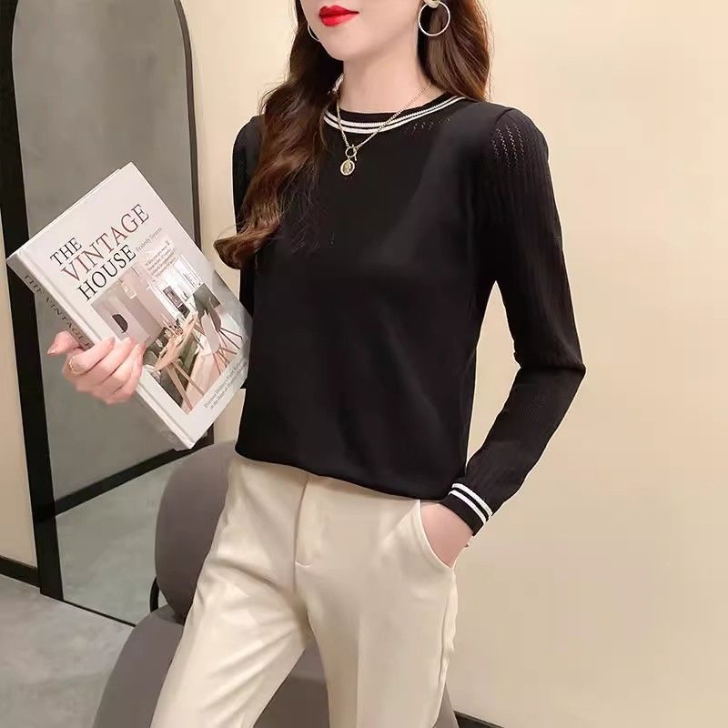 Damen lässiges Longsleeve-Shirt mit modischem Streifenmuster Drune