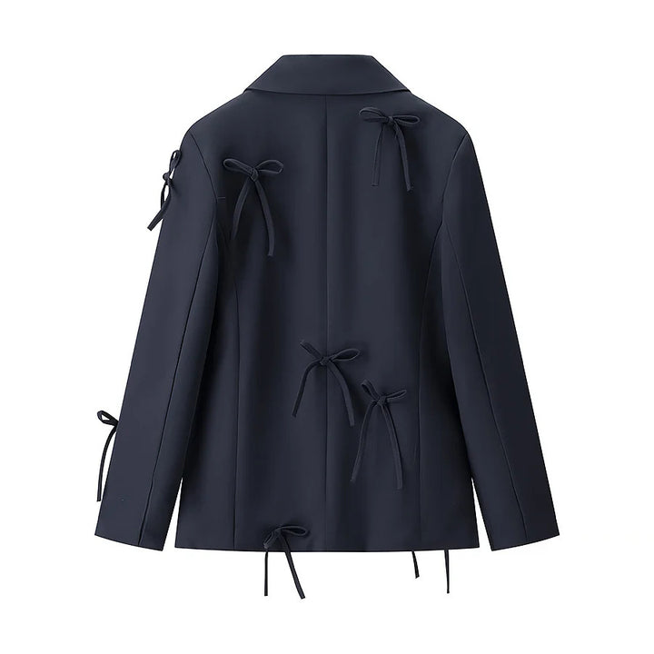 Damen nan taillierter Blazer mit dekorativen Schleifenapplikationen und klassischer Knopfleiste Drune