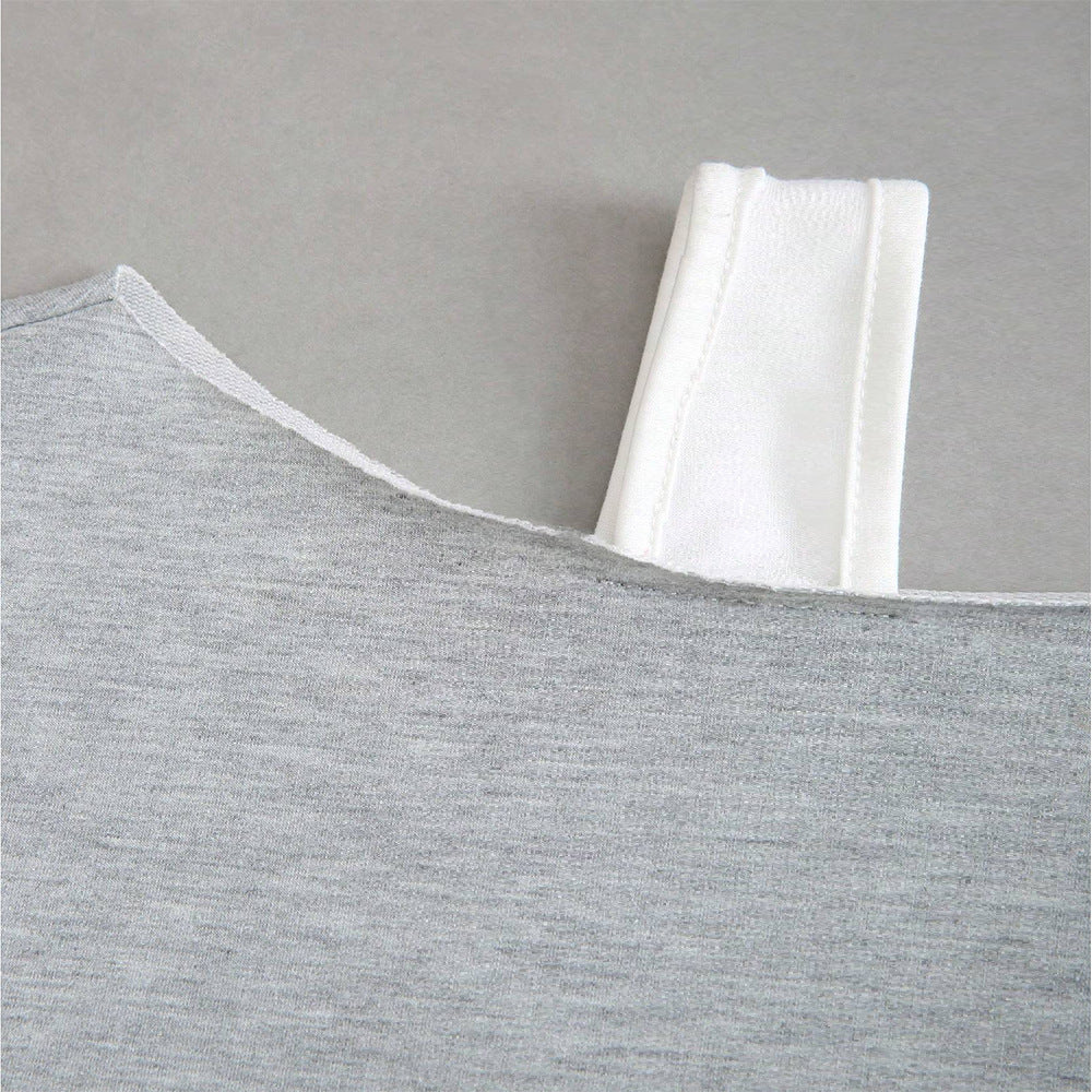 Damen cropped Off-Shoulder Sweatshirt mit einseitigem Träger, Ballonärmeln und Rippbündchen Drune