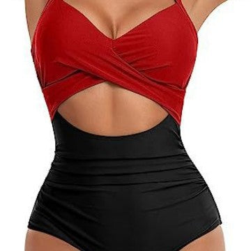 Damen Einteiliger Badeanzug mit elegantem Wickelschnitt Drune