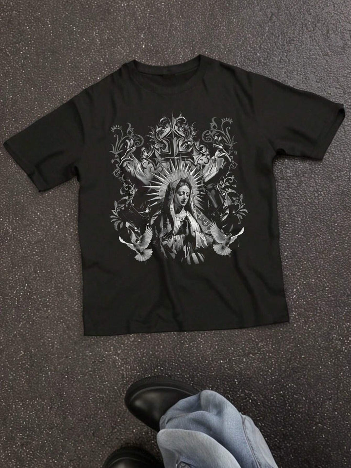 Damen T-Shirt mit künstlerischem Skelettmotiv und einzigartigem Druck Drune