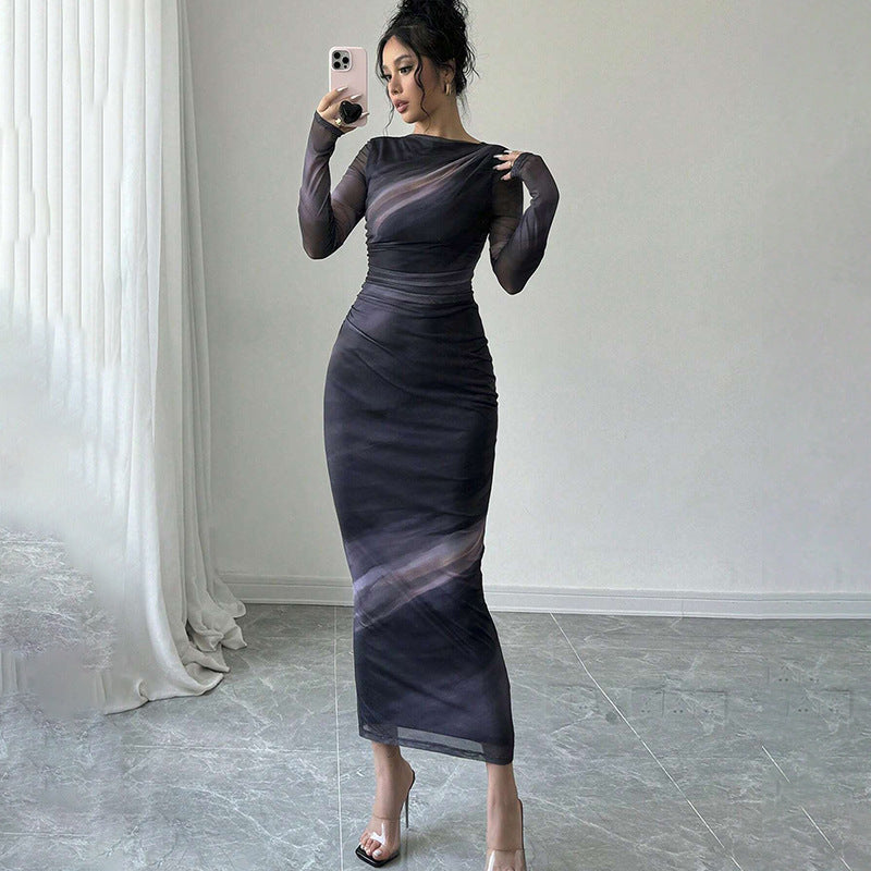 Damen Elegantes Wickelkleid mit Struktur Drune
