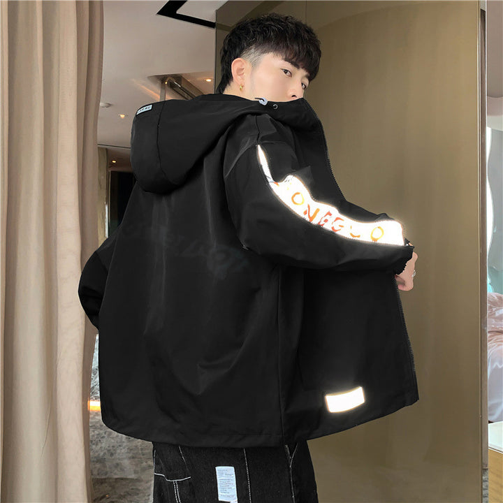 Herren Leichtgewichtige Kapuzenjacke im Oversize-Sportstyle mit Ärmel-Reißverschlüssen Drune