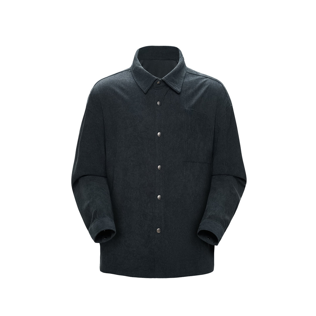 Herren Oversize-Cordhemdjacke mit Druckknöpfen und Brusttasche Drune