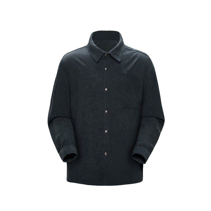 Herren Oversize-Cordhemdjacke mit Druckknöpfen und Brusttasche Drune