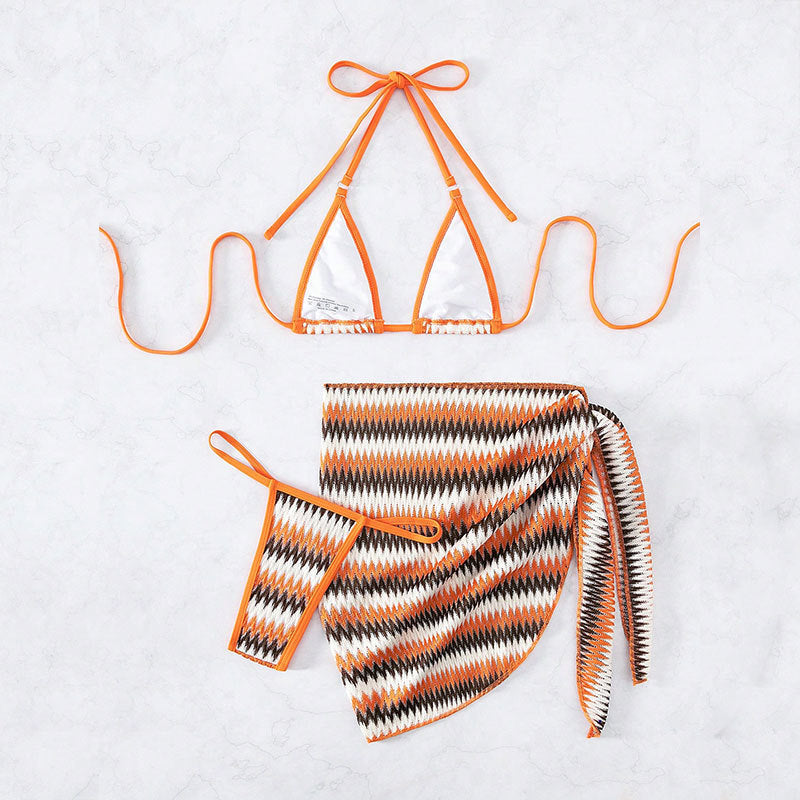 Damen Triangel-Bikini mit kreativem Zickzack-Design Drune