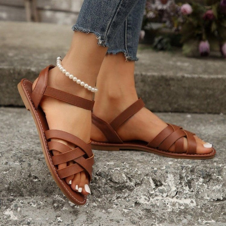 Damen Riemensandalen mit breiten, geflochtenen Riemen Drune