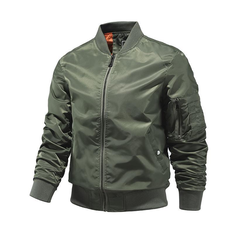 Herren Windabweisende Nylon-Bomberjacke mit Reißverschluss-Ärmeltasche und gerippten Bündchen Drune