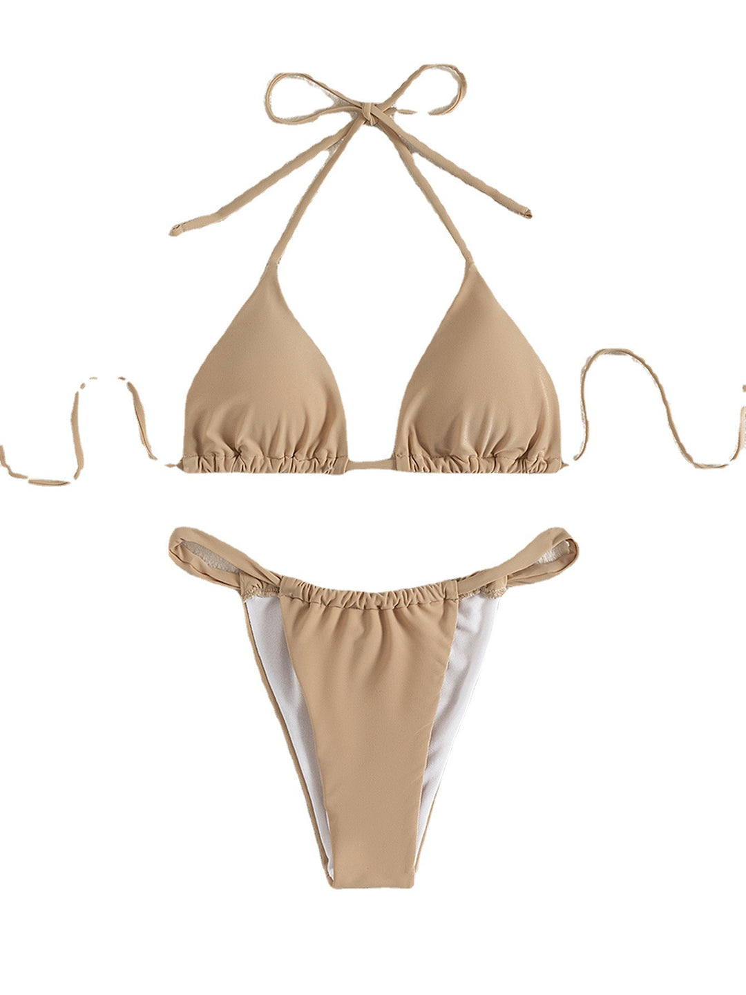 Damen Triangel-Bikini-Set mit hochgeschnittenem Höschen und verstellbaren Trägern Drune