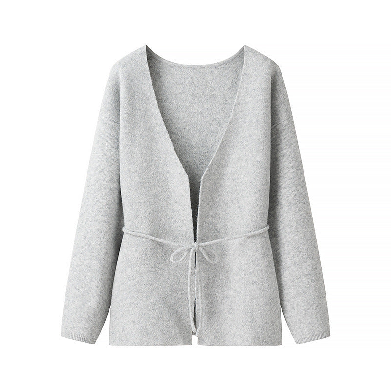 Damen Kuschelige Strickjacke mit Bindegürtel und modernem Schnitt Drune