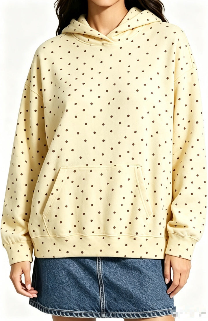 Damen Oversize-Kapuzenpullover mit Leomuster, Kängurutasche und überschnittener Schulter Drune