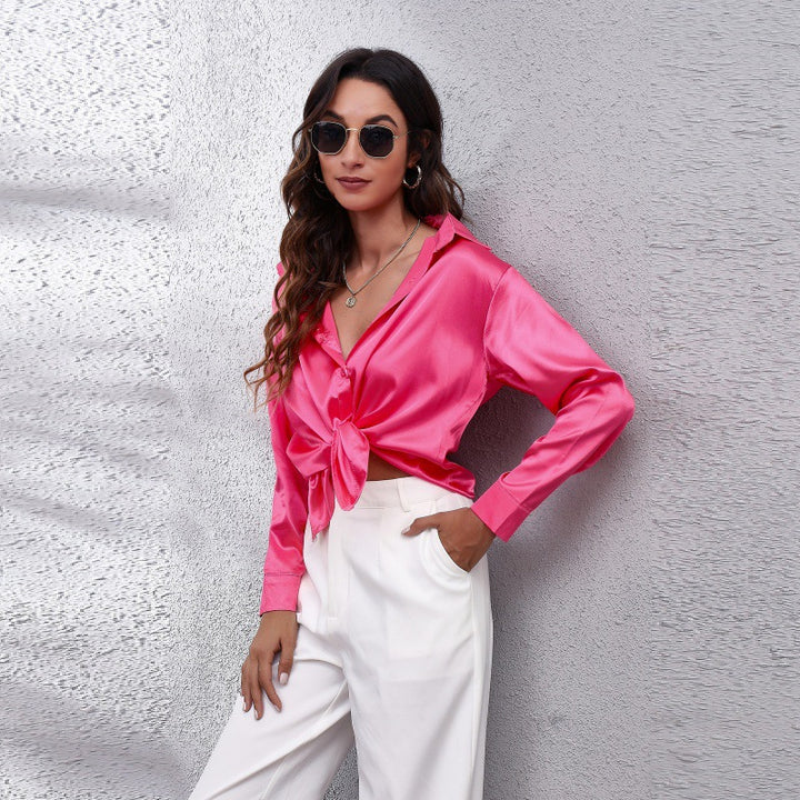 Damen elegante Satinbluse Drune