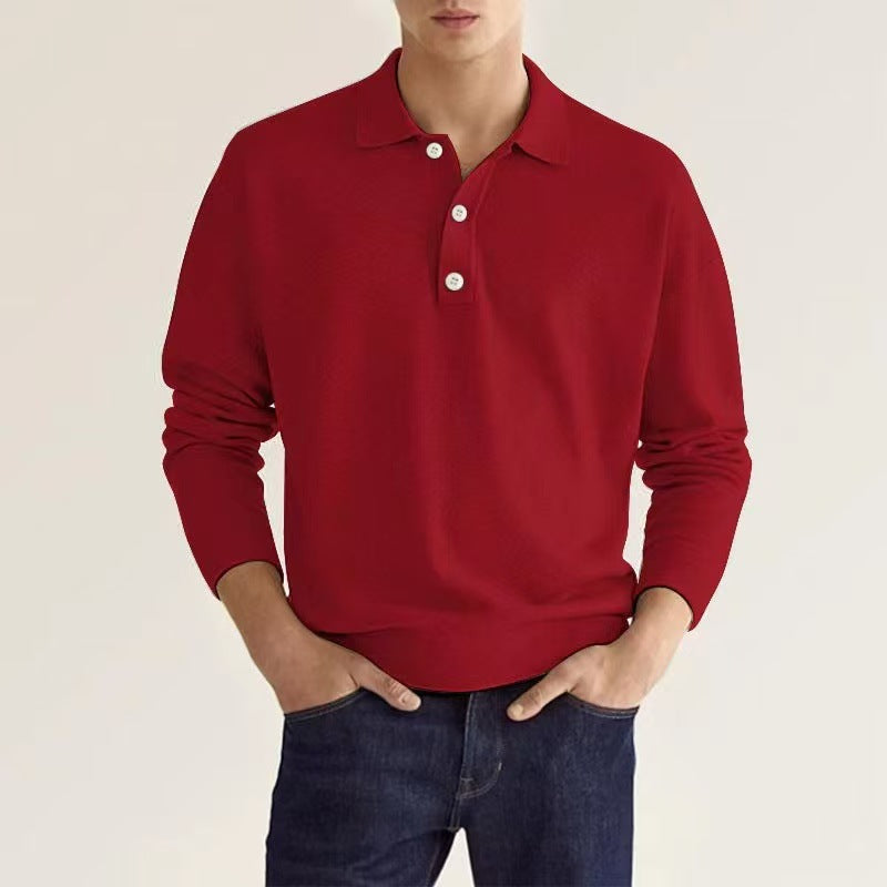 Herren hochwertiges Sweatshirt mit modernem Polo-Kragen und eleganten Knopfdetails Drune