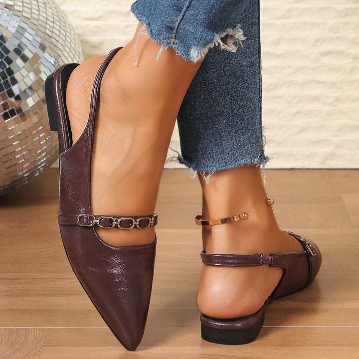 Damen Elegante Slingback-Ballerinas mit modischem Kettenakzent Drune