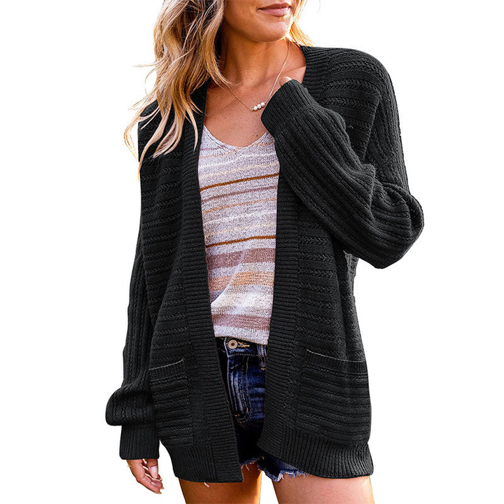 Damen Strickjacke mit tiefem V-Ausschnitt und strukturiertem Design Drune