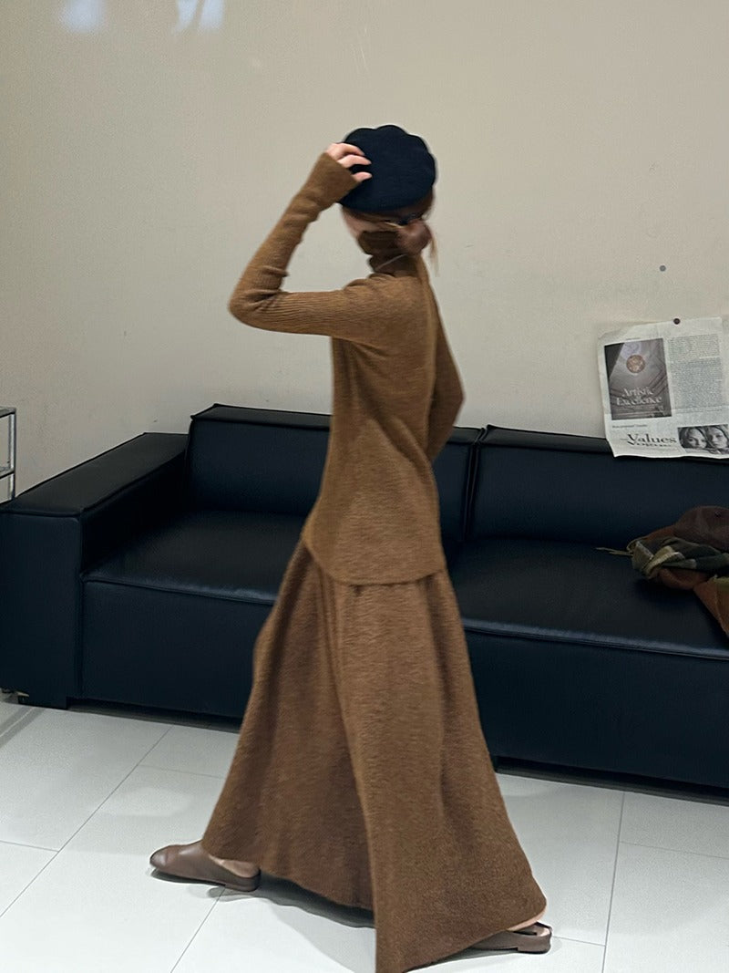Damen Strickkleid mit luxuriösem Rippdesign und langem Schnitt Drune