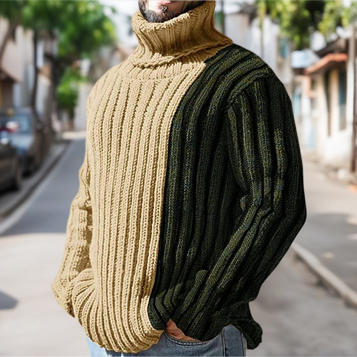 Herren Strickpullover mit modernem Stehkragen und farblich abgesetztem Design Drune