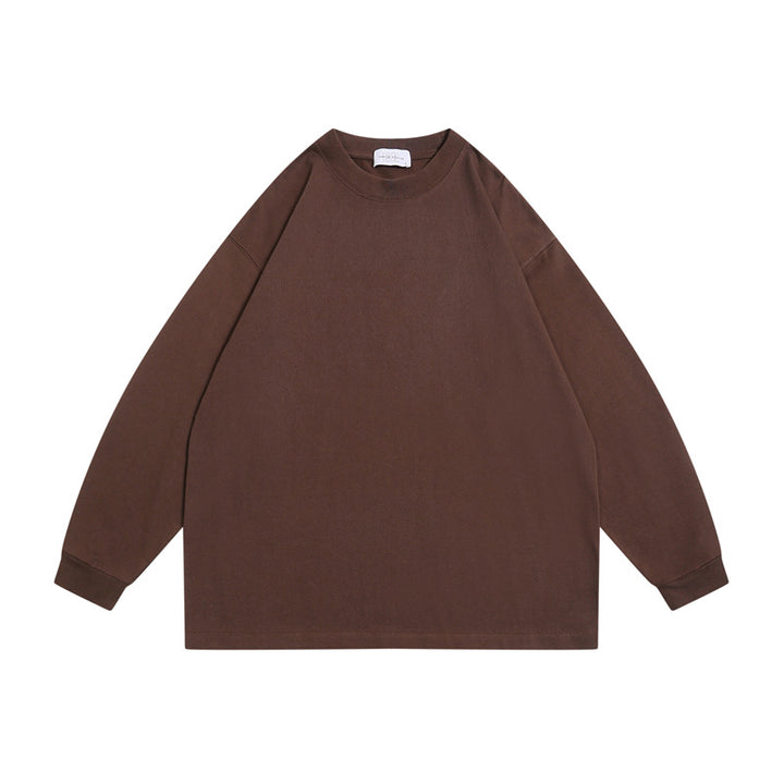 Unisex Oversize-Langarmshirt aus schwerer Baumwollmischung mit Rundhalsausschnitt und gerippten Bündchen Drune