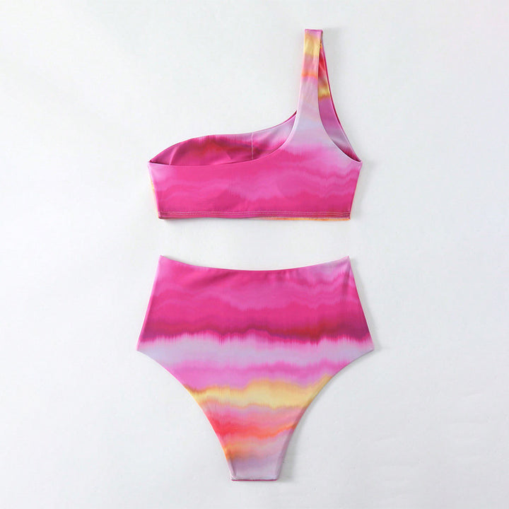 Damen Hochgeschnittenes Bikini-Set mit asymmetrischem Oberteil Drune