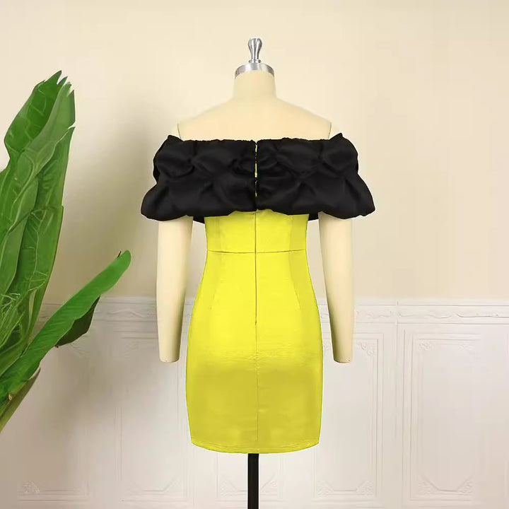 Damen Cocktailkleid mit voluminösem Tüllkragen Drune