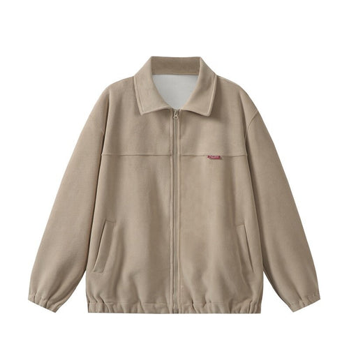 Unisex Fleece‑Blousonjacke im Boxy‑Cut mit Hemdkragen, durchgehendem Reißverschluss und elastischem Saum Drune