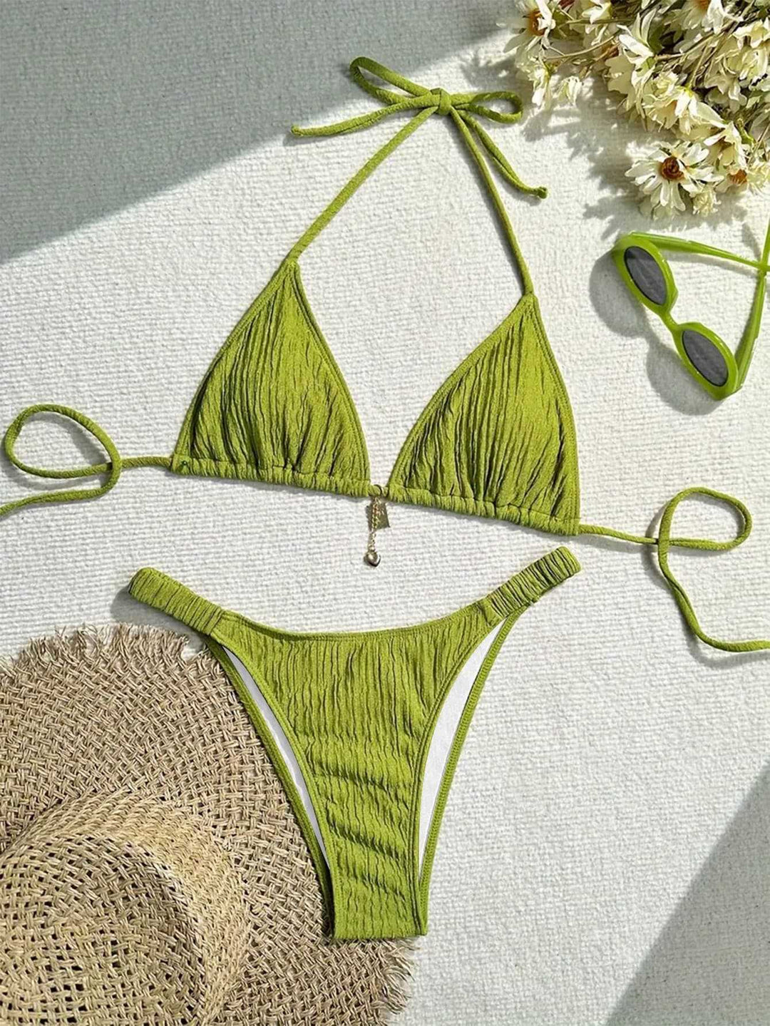 Damen Triangel-Bikini mit gewellter Textur Drune