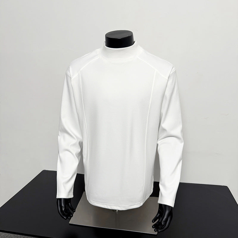 Herren Feines Mockneck‑Langarmshirt mit minimalistischen Ziernähten und entspannter Passform Drune