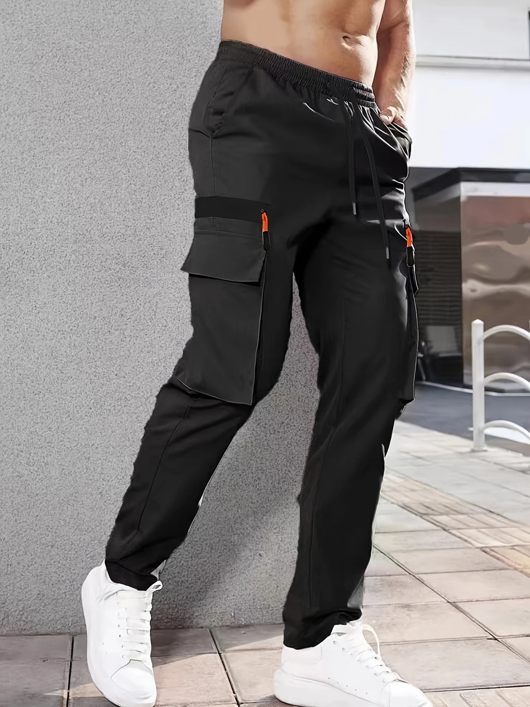 Herren Tapered Cargojogginghose mit elastischem Bund, Tunnelzug & Multifachtaschen Drune