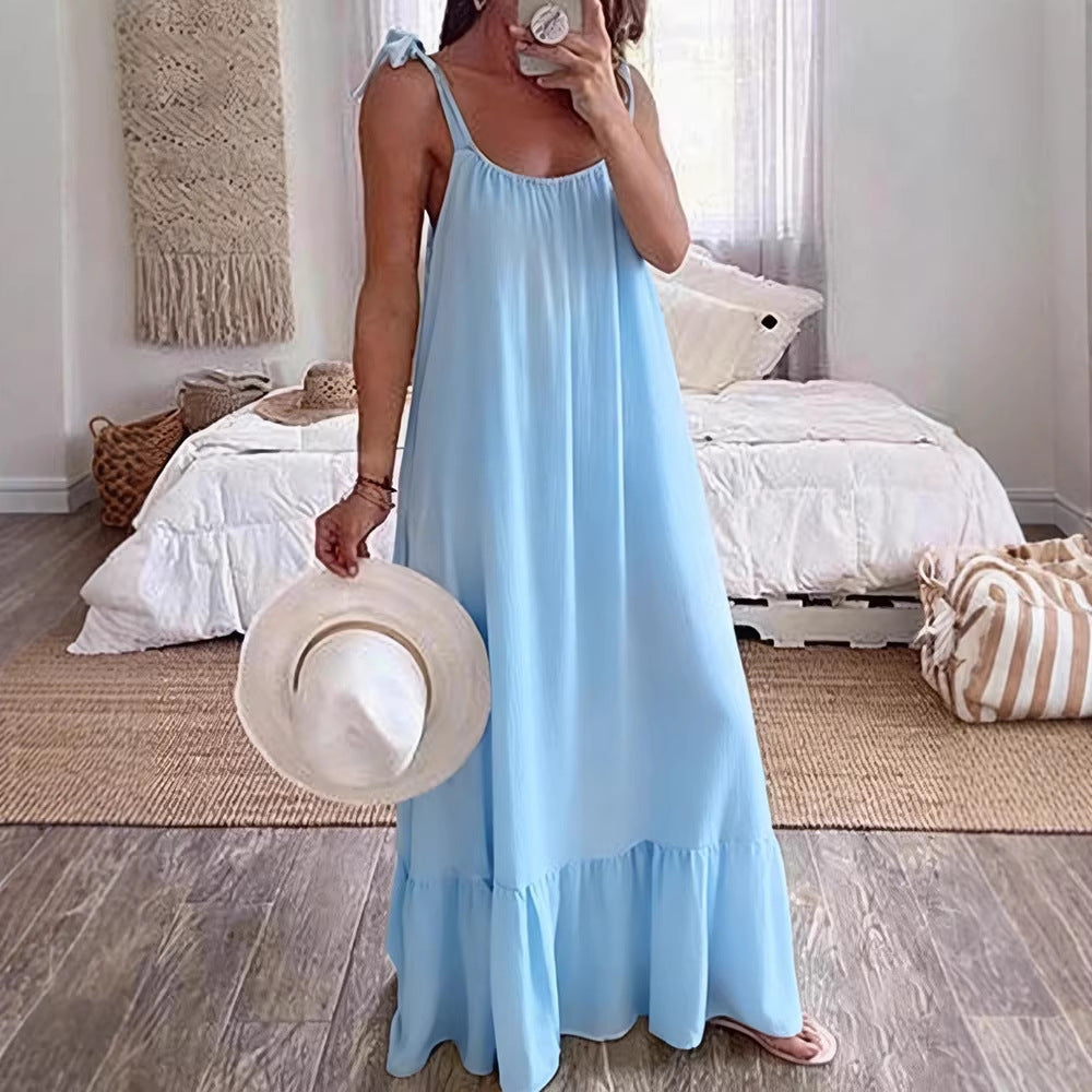 Damen Sommerliches Maxikleid mit Rüschenabschluss Drune