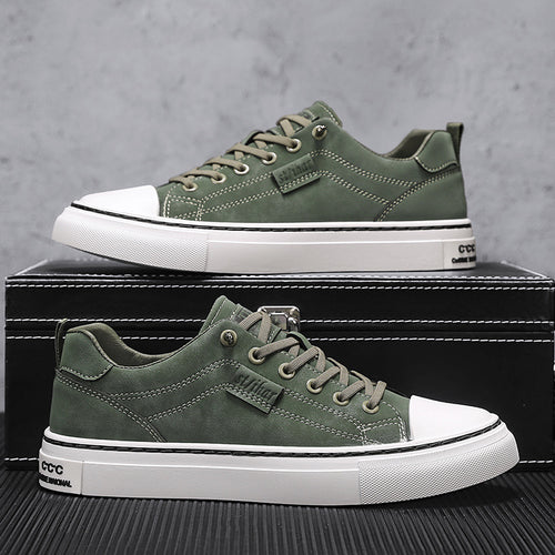 Herren klassische Low-Top Sneaker im Canvas-Look mit verstärkter Zehenkappe und gepolstertem Komfortfußbett Drune